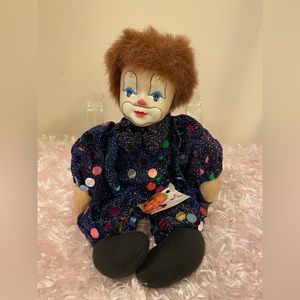 Porcelain Clown Doll made by Tati. Brand New with Tags.